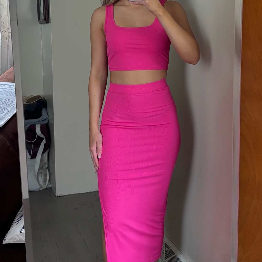 Pink maxi skirt and tank set